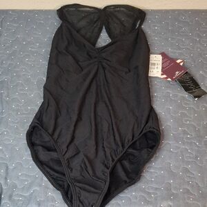 Motionwear Black One-Piece Leotard size large NWT
